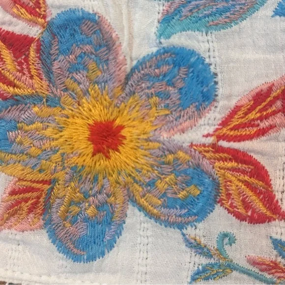 Savanna Jane Women's Top Blouse 2X Embroidered Floral Yellow Flowy Whimsical - Picture 5 of 8